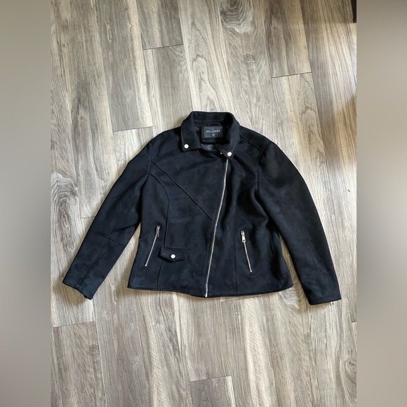 Bellivera Faux Suede Moto Jacket Black XXL - Picture 5 of 5